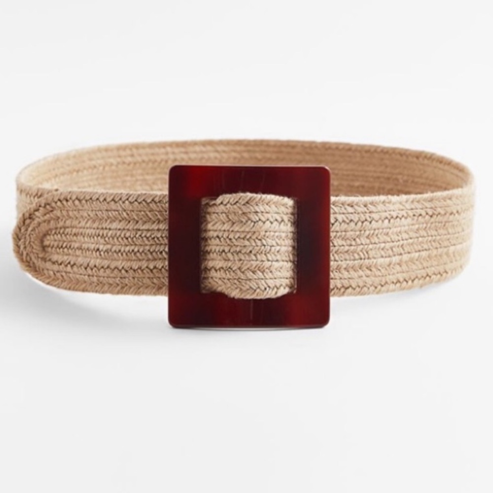 ZARA Tan Jute Weave Belt US 30 - Picture 2 of 7